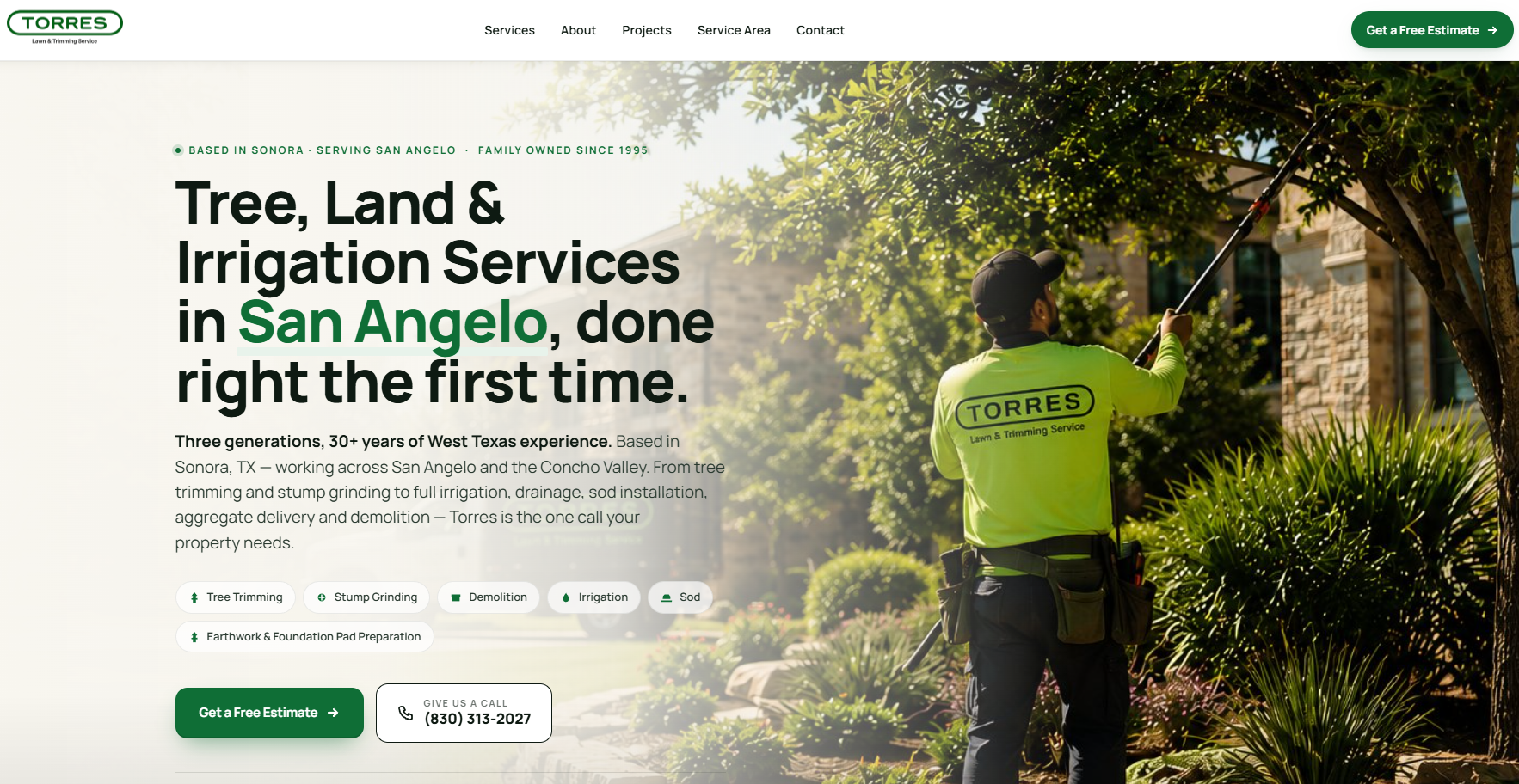 Torres Lawn & Tree Trimming modern website